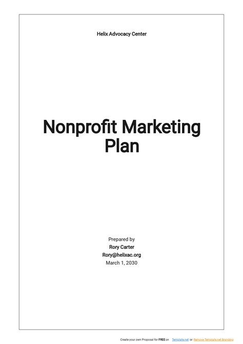 Nonprofit Marketing Plan Template Free