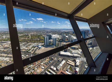 Beautiful view from above on Las Vegas from window of observation deck ...