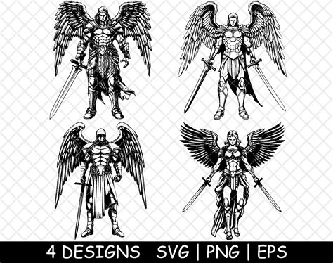 Archangel Warrior Angel Sacred Divine Protector SVG-PNG-EPS cut-cricut ...