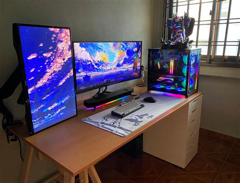 Colorful gaming PC setup with DIY IKEA desk | Remote Setups