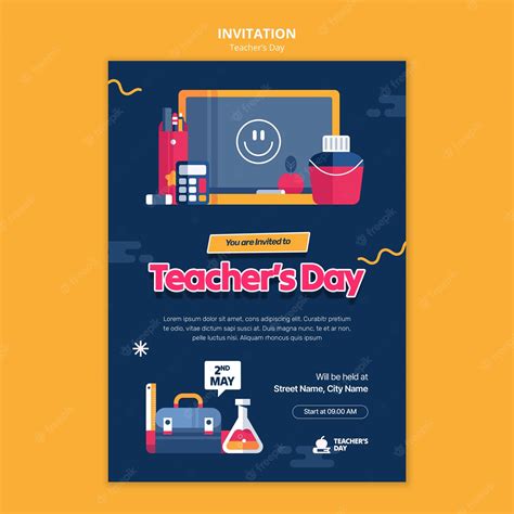 Premium PSD | Teacher's day celebration invitation template