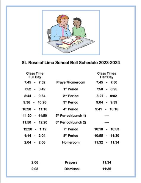 St. Rose of Lima School - Schedules - Freehold, NJ