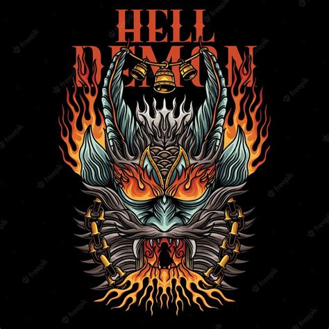 Premium Vector | Demon tattoo with text illustration