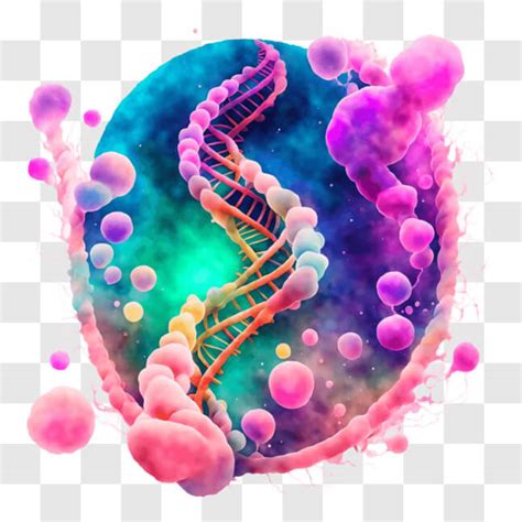 Download Colorful DNA Strand and Cells Representation PNG Online ...