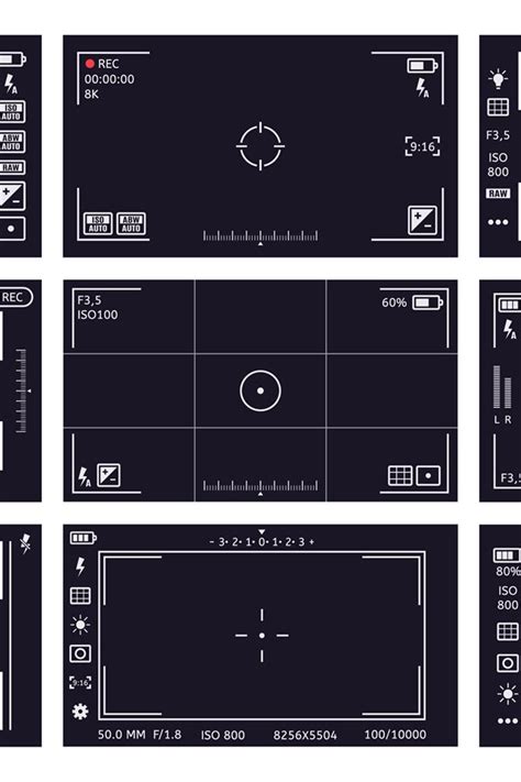 Camcorder viewfinder interface. Camera viewfinder, digital d