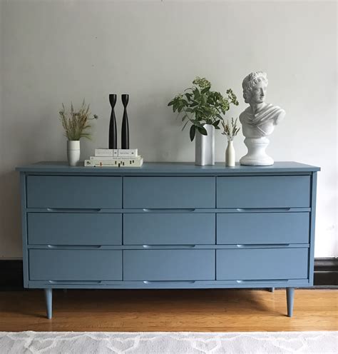 Blue Mid Century Modern Dresser | General Finishes 2018 Design Challenge