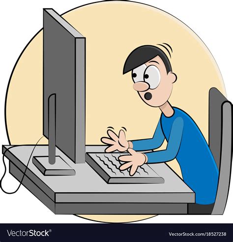 Cartoon man worried with computer Royalty Free Vector Image