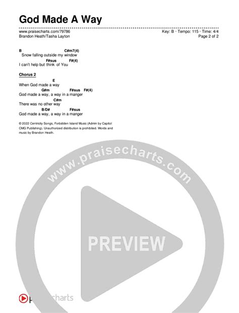 God Made A Way Chords PDF (Brandon Heath / Tasha Layton) - PraiseCharts