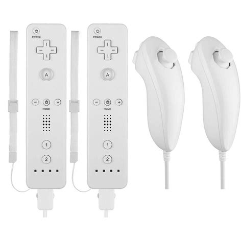 2 Pack White Remote Wiimote Nunchuck Controller Set Combo for Nintendo ...