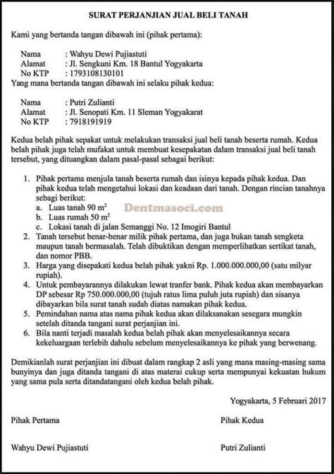 20+ Contoh Surat Perjanjian Jual Beli Tanah yang Baik dan Benar | Surat ...