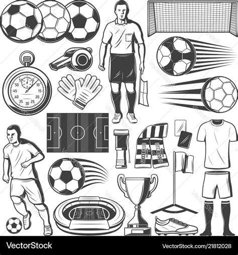 Football or soccer sport equipment symbols Vector Image