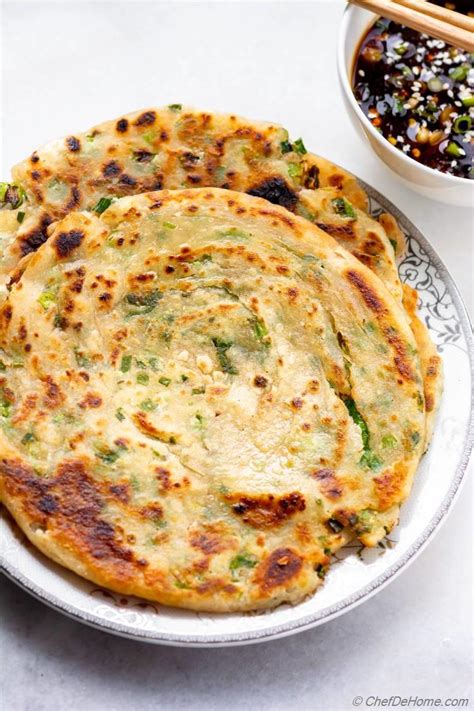 Scallion Pancake with Ginger Dipping Sauce Recipe | ChefDeHome.com