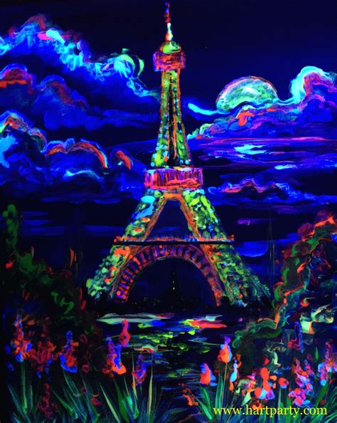 Neon glow art Eiffel tower on Periscope in Blacklight @artsherpa Cinnamon Cooney on Periscope ...