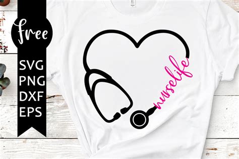 Heart stethoscope svg free, nurse svg, nurselife svg, instant download ...