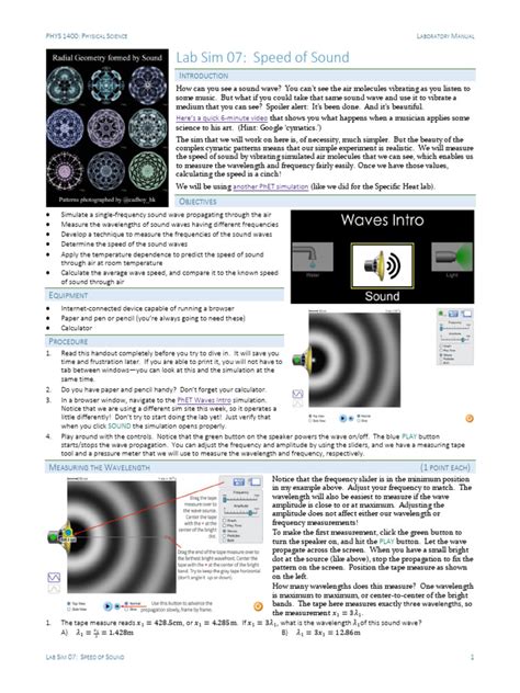 PHET Waves Intro - Sound | PDF | Waves | Wavelength