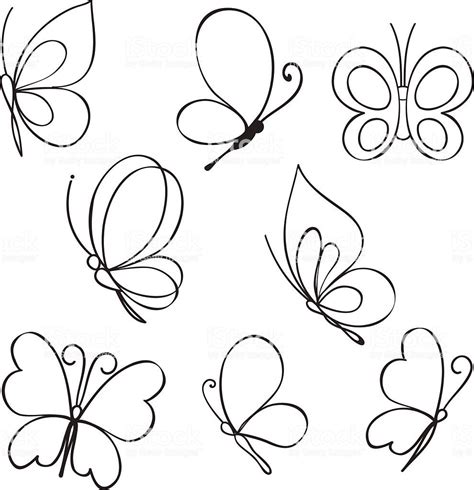 Vector Set of hand drawn butterflies | Butterfly drawing, Flower ...