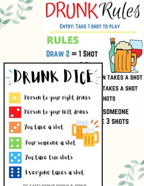 Drunk Dice & Drunk Rules Bundle Printable Party Games Virtual | Etsy UK