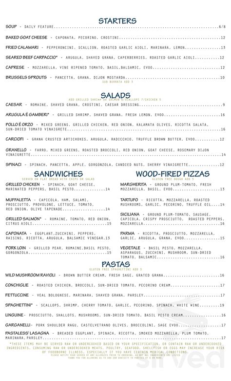 Cucina Colore menu in Denver, Colorado, USA