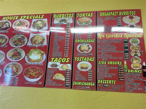 Menu at Los Gordos Mexican Food restaurant, Flagstaff