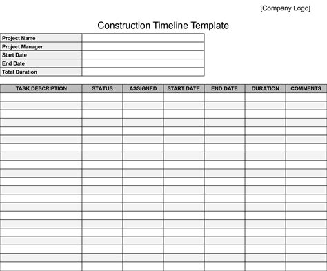 Home Construction Timeline Template - prntbl.concejomunicipaldechinu.gov.co