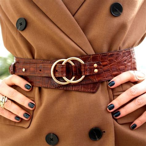 Lovely Brown Leather Belt Women, Wide Waist Belt, Leather Waist Belt, Leather Suit Belt, Reptile ...