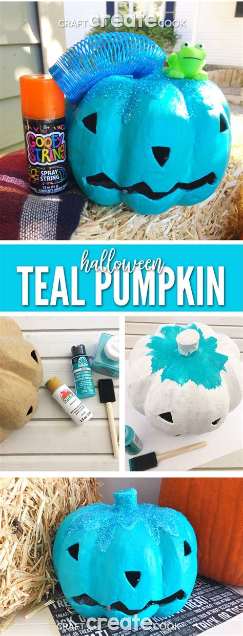 Teal Pumpkin Project Painted Pumpkin - Craft Create Cook