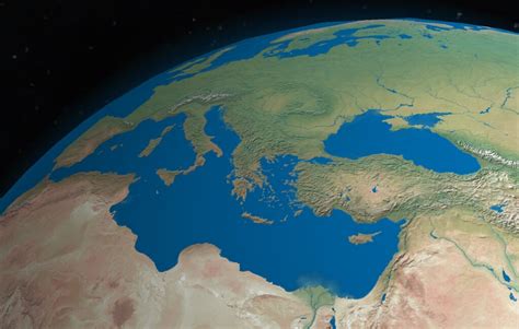 Mediterranean sea from space | Digital rendering of the sate… | Flickr