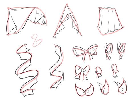 Ruffle Drawing Reference, Drawing Ruffles, How To Draw Ruffles, How To Draw Ribbon, Bow Drawing ...