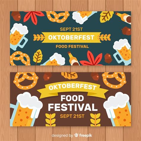 Free Vector | Oktoberfest banner set in flat design