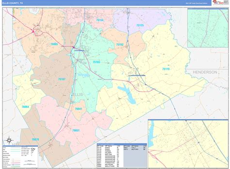 Ellis County, TX Wall Map Color Cast Style by MarketMAPS - MapSales.com