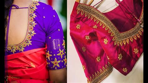 Beautiful Embroidery Work Blouse Designs For Silk Saree | Blouse Design ...