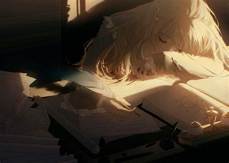 Anime Girl Writing A Story