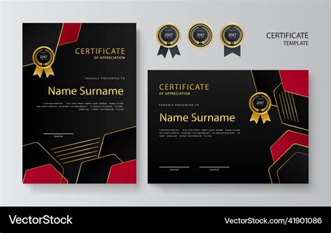 Premium elegant black red certificate design Vector Image