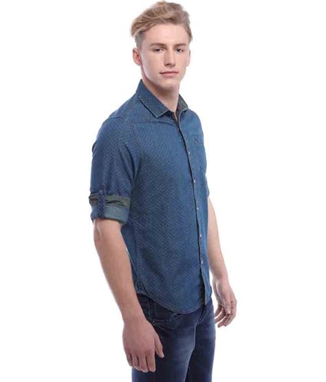 Rigs & Rags Blue Denim Full Sleeves Regular Fit Prints Casual Shirt - Buy Rigs & Rags Blue Denim ...