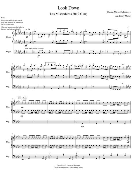 Look Down (Les Misérables) Organ Cover Sheet music for Organ (Solo) | Musescore.com