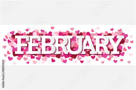 February Single Word With Hearts Banner Vector Illustration 1 - Buy ...