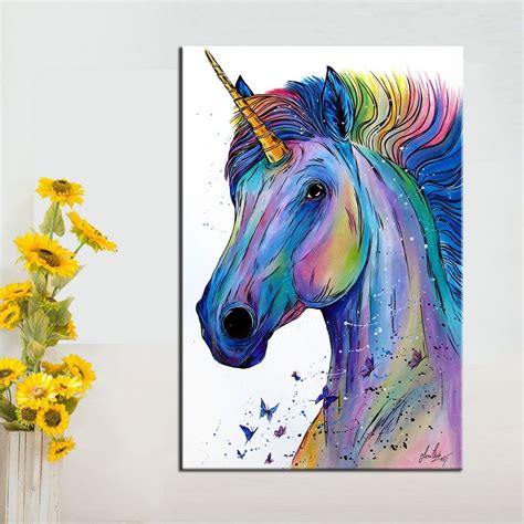 QKART Nordic Poster Canvas Painting Colorful Unicorn Wall Pictures for ...