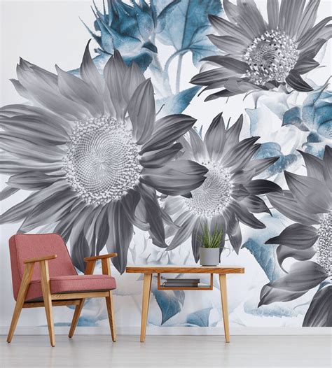 Sunflower Wallpaper Peel and Stick Wall Mural in Abstract - Etsy