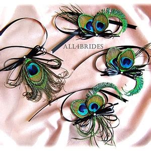 Peacock Wedding Decorations, Four Peacock Feather Embellishments for Your Your Wedding Cake Set ...