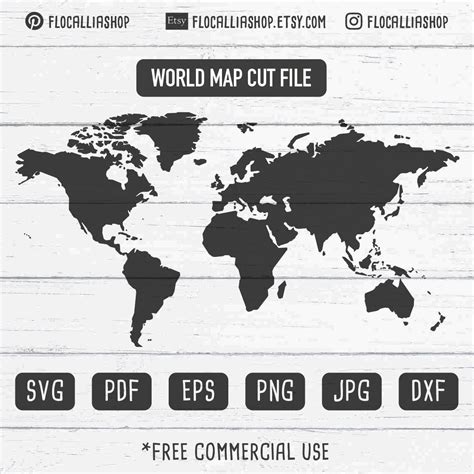 World Map SVG Travel SVG World Map Clipart Png Cricut Svg Map Dxf Map Cut File for Silhouette ...