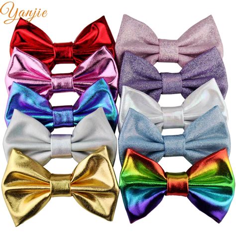 10pcs/lot 4'' Glitter Metallic Messy Bow Hair Clips For Children And ...