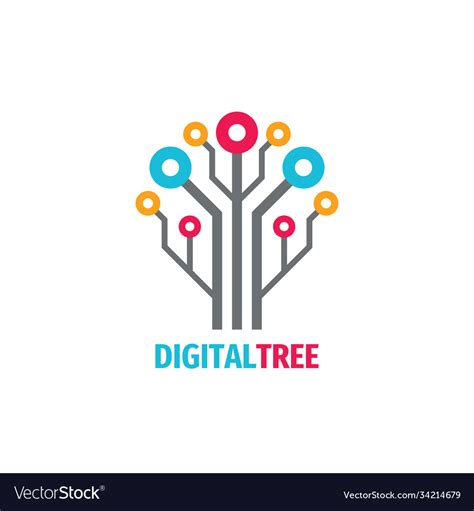 Digital tree logo design computer network sign Vector Image