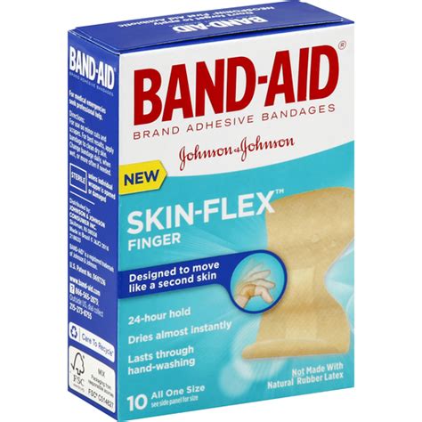 Band Aid Skin-Flex Bandages, Adhesive, Finger, All One Size | Bandages ...