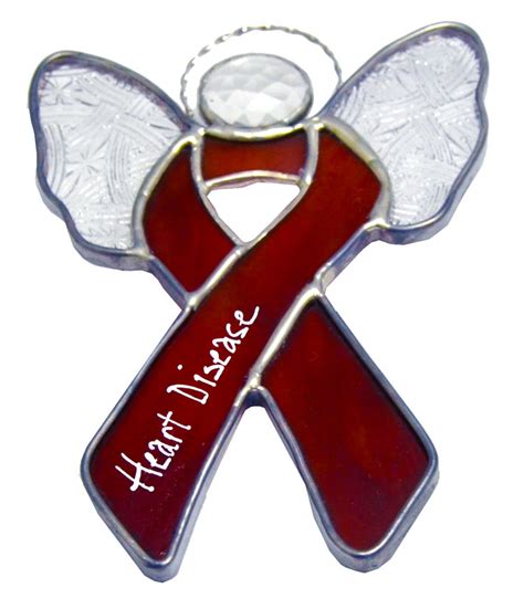 Angel Wings Heart Disease Awareness Ribbon Suncatcher