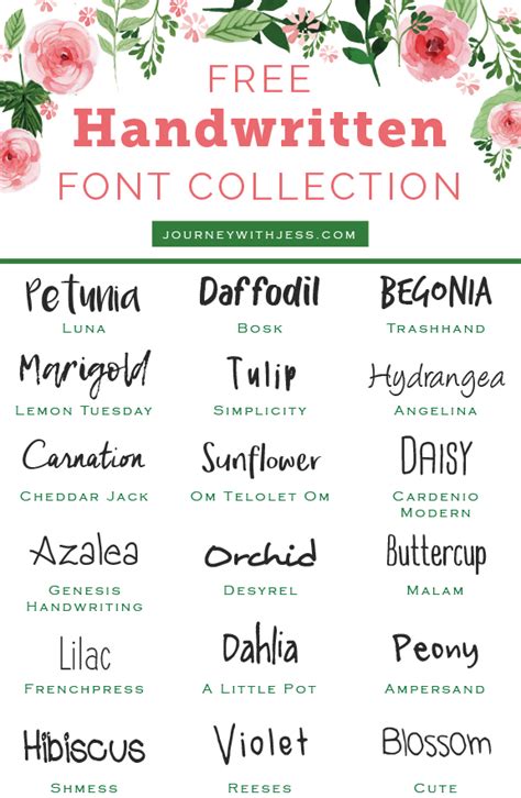 Free Font Collection: Handwritten Fonts — Journey With Jess | Inspiration for your Creative Side