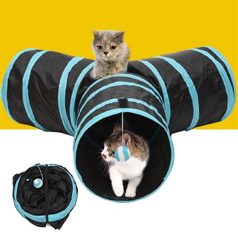 Pet Tunnel Cat Printed Lovely Crinkly Kitten Tunnel Toy With Ball Play ...