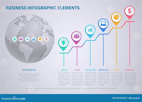 Modern Vector Business Globalization Infographic Template with 3d World Globe and Charts Stock ...