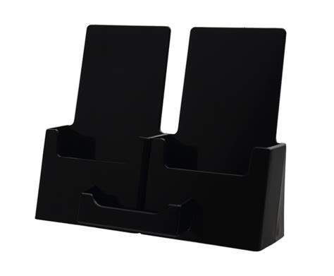 Buy Marketing Holders 4”W Double Brochure Display with Attached Business Card Holder Black Multi ...