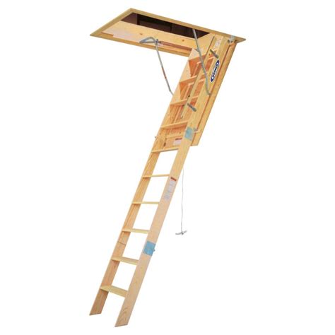 Werner WH 7-ft to 8.75-ft Wood Folding Attic Ladder at Lowes.com