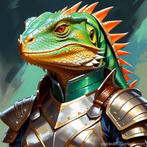 Heroic Female Lizardfolk Paladin in Armor | Stable Diffusion Online